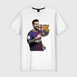 Футболка slim-fit Lionel Messi Barcelona Argentina, цвет: белый