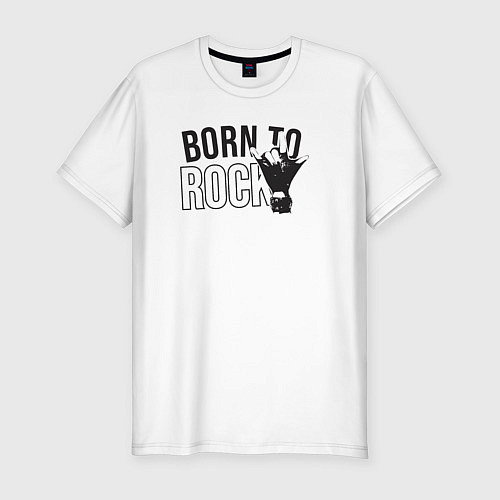 Мужская slim-футболка Рожденный для рока / Белый – фото 1