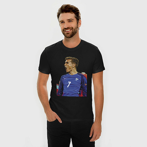 Мужская slim-футболка Antoine Griezmann / Черный – фото 3