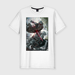 Футболка slim-fit Dark Souls воины, цвет: белый