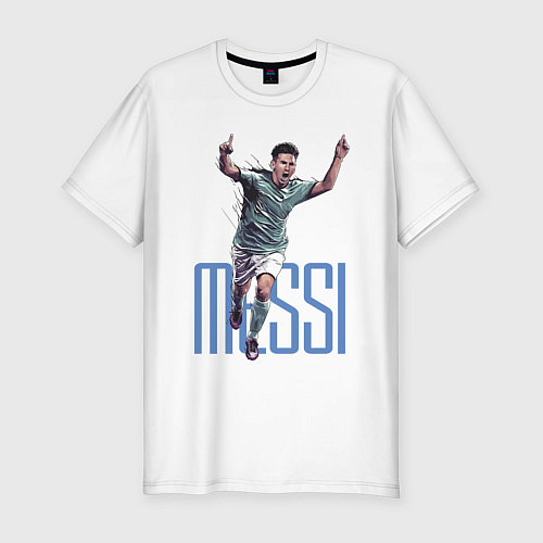 Мужская slim-футболка Lionel Messi Barcelona Argentina Striker! / Белый – фото 1