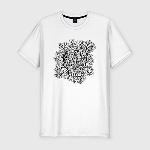 Мужская slim-футболка Череп из деревьев / Белый – фото 1