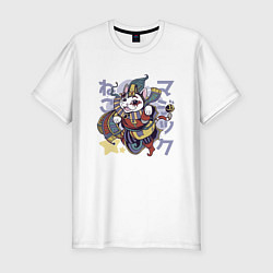 Мужская slim-футболка Аниме кот Арлекин