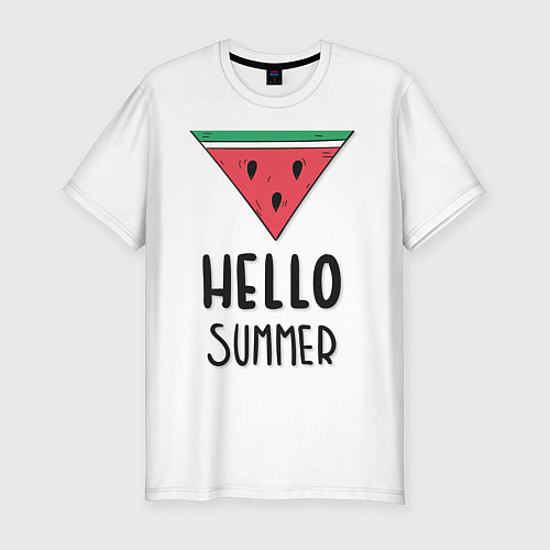 Мужская slim-футболка HELLO SUMMER / Белый – фото 1