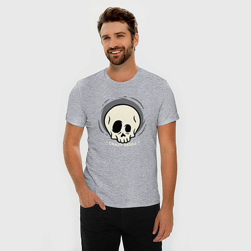 Мужская slim-футболка Crazy skull / Меланж – фото 3