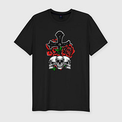 Мужская slim-футболка Три черепа и крест