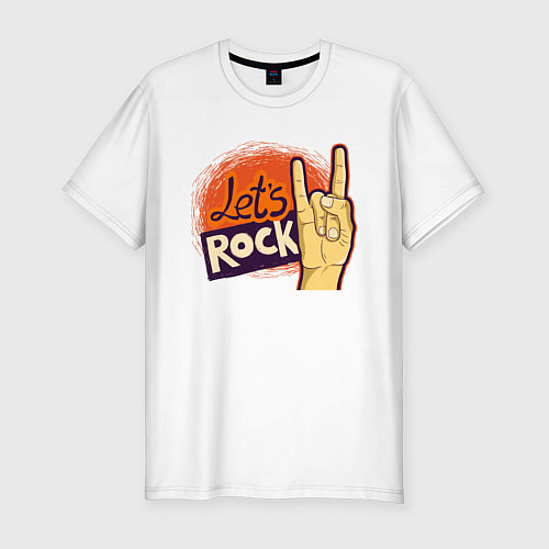 Мужская slim-футболка Lets rock / Белый – фото 1