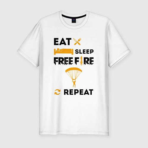Мужская slim-футболка Eat Sleep Replay Free Fire / Белый – фото 1