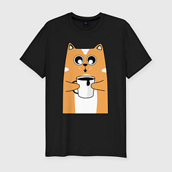 Мужская slim-футболка Милый кот