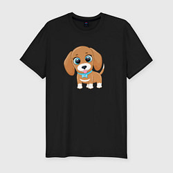Мужская slim-футболка Собачка с бантиком