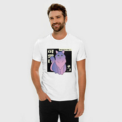 Футболка slim-fit Vaporwave Fluffy Cat, цвет: белый — фото 2