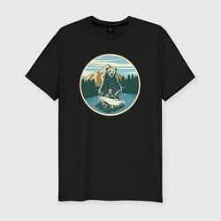 Мужская slim-футболка Трое в реке