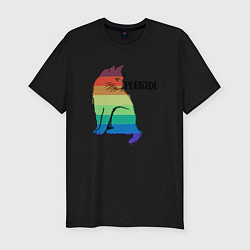 Мужская slim-футболка Rainbow Cat