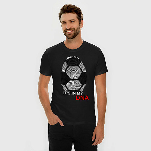 Мужская slim-футболка FOOTBALL IN MY DNA / Черный – фото 3