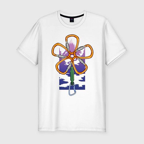 Мужская slim-футболка Flower carabiners / Белый – фото 1