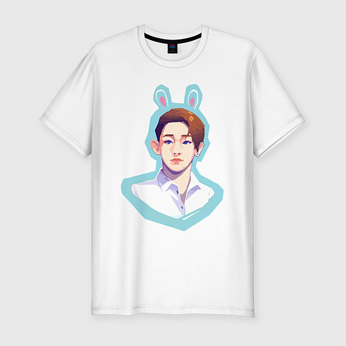 Мужская slim-футболка Bunny wonho / Белый – фото 1