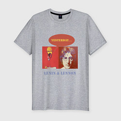 Мужская slim-футболка Ленин и Леннон