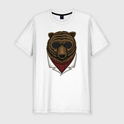 Мужская slim-футболка Медведь в очках