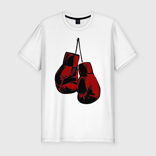 Мужская slim-футболка Боксерские перчатки / Белый – фото 1