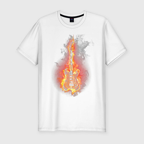 Мужская slim-футболка Огненная гитара / Белый – фото 1