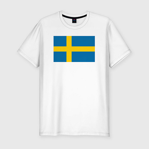 Мужская slim-футболка Швеция Флаг Швеции / Белый – фото 1