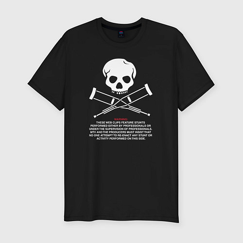Мужская slim-футболка Jackass Предупреждение / Черный – фото 1