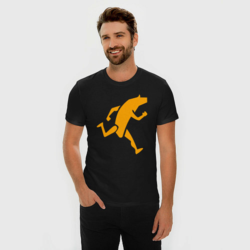 Мужская slim-футболка Бегущий банан / Черный – фото 3