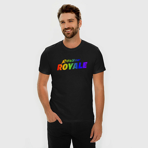 Мужская slim-футболка Rainbow Royale / Черный – фото 3