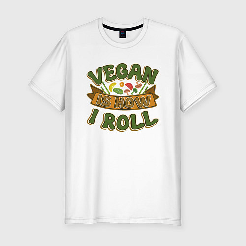 Мужская slim-футболка Vegan - How I Roll / Белый – фото 1