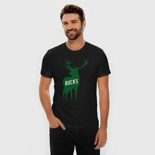 Мужская slim-футболка NBA - Bucks / Черный – фото 3