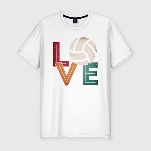 Мужская slim-футболка Любовь - Волейбол / Белый – фото 1