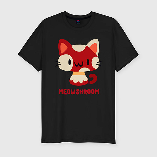 Мужская slim-футболка Meowshroom / Черный – фото 1