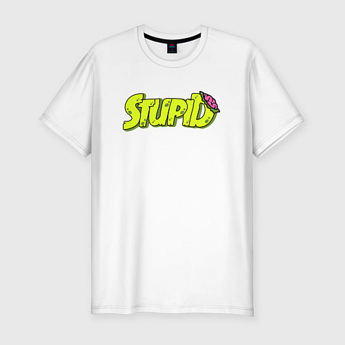 Мужская slim-футболка STUPID ЗОМБИ / Белый – фото 1