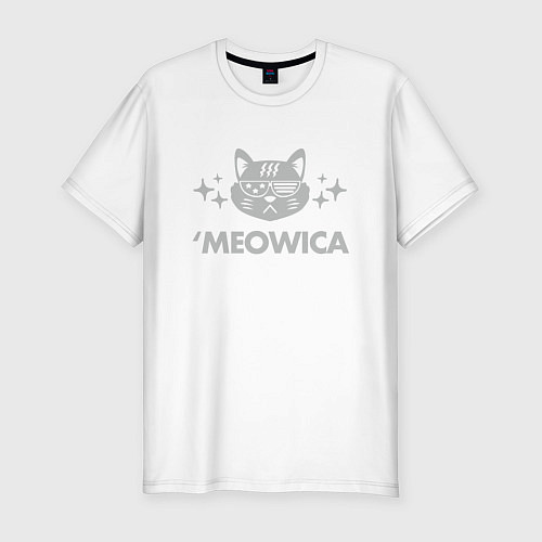 Мужская slim-футболка Meowica / Белый – фото 1