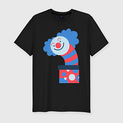 Мужская slim-футболка Жуткий клоун-сюрприз в коробке