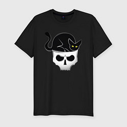 Футболка slim-fit Skull Cat, цвет: черный