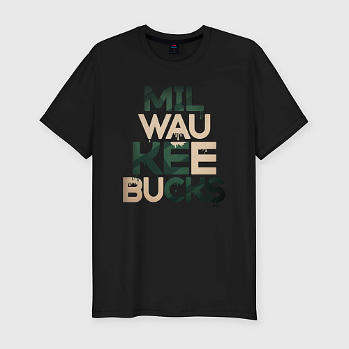 Мужская slim-футболка Milwaukee Bucks / Черный – фото 1