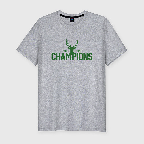 Мужская slim-футболка Bucks Champions / Меланж – фото 1