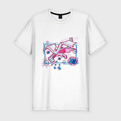 Мужская slim-футболка Майнкрафт дракон края / Белый – фото 1
