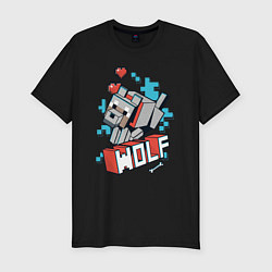 Футболка slim-fit Майнкрафт Волк, Minecraft Wolf, цвет: черный