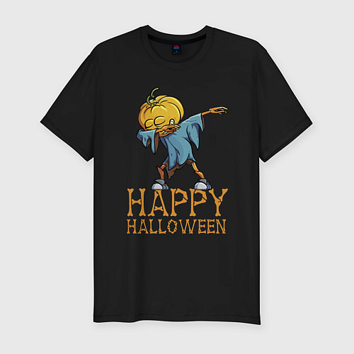 Мужская slim-футболка Happy Halloween / Черный – фото 1