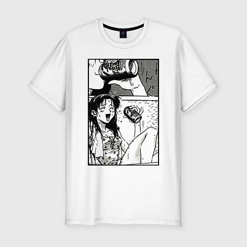 Мужская slim-футболка Девушка из манги / Белый – фото 1