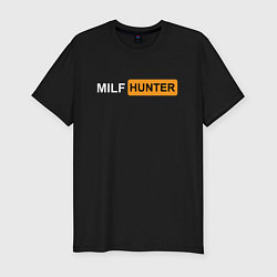 Футболка slim-fit MILF HUNTER МИЛФ ОХОТНИК, цвет: черный