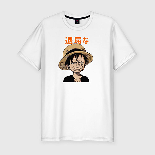 Мужская slim-футболка Луффи One Piece Большой куш / Белый – фото 1