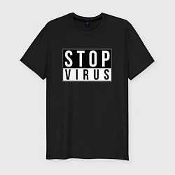 Футболка slim-fit Stop Virus, цвет: черный