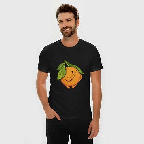 Мужская slim-футболка Апельсин / Черный – фото 3