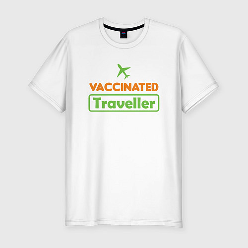 Мужская slim-футболка Вакцинированный турист / Белый – фото 1