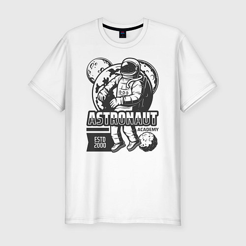 Мужская slim-футболка Космонавт и планеты / Белый – фото 1