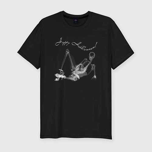 Мужская slim-футболка X-ray of a cool girl / Черный – фото 1