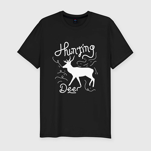 Мужская slim-футболка Охота на оленей / Черный – фото 1